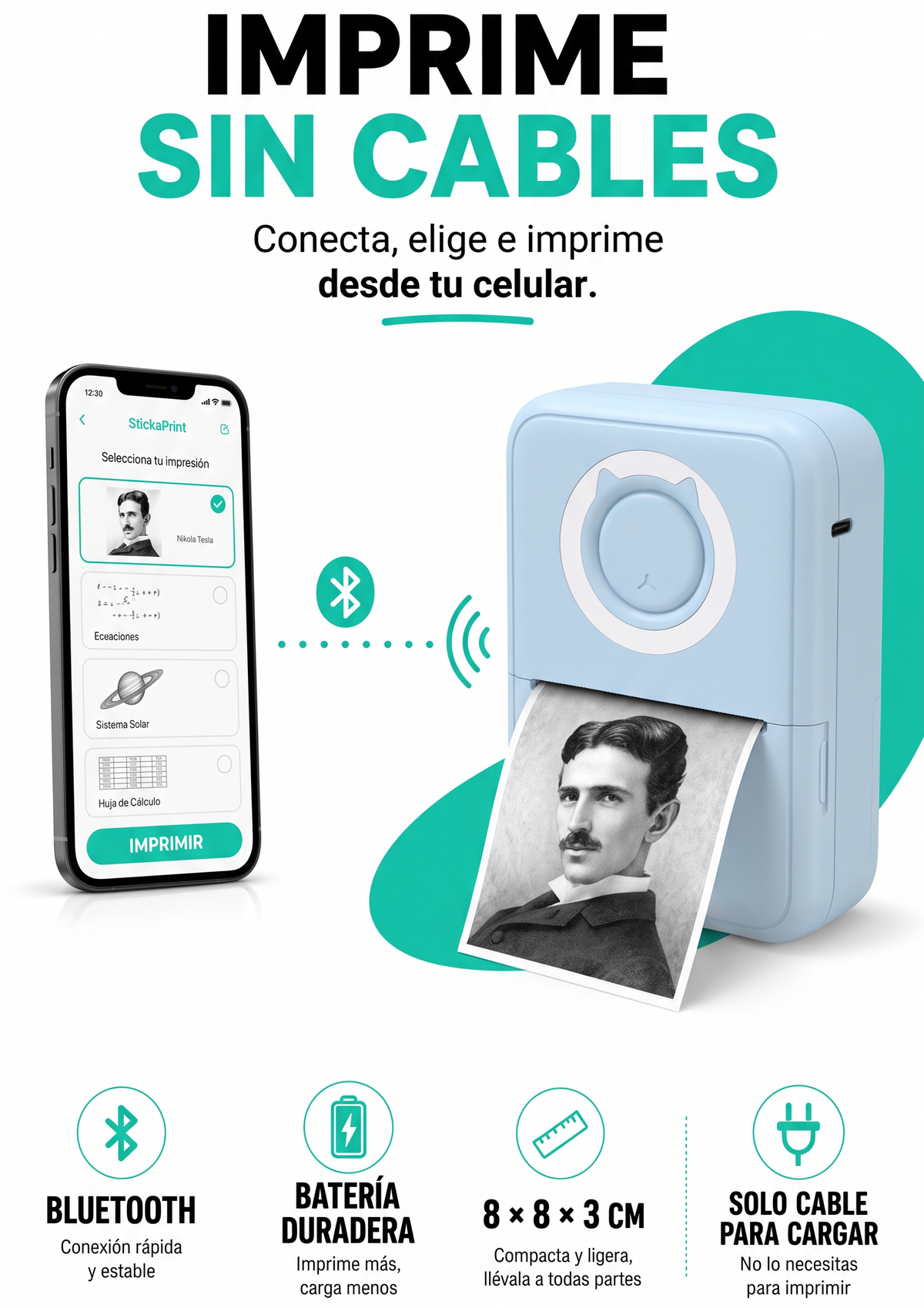 Mini impresora sin tinta: apuntes al instante