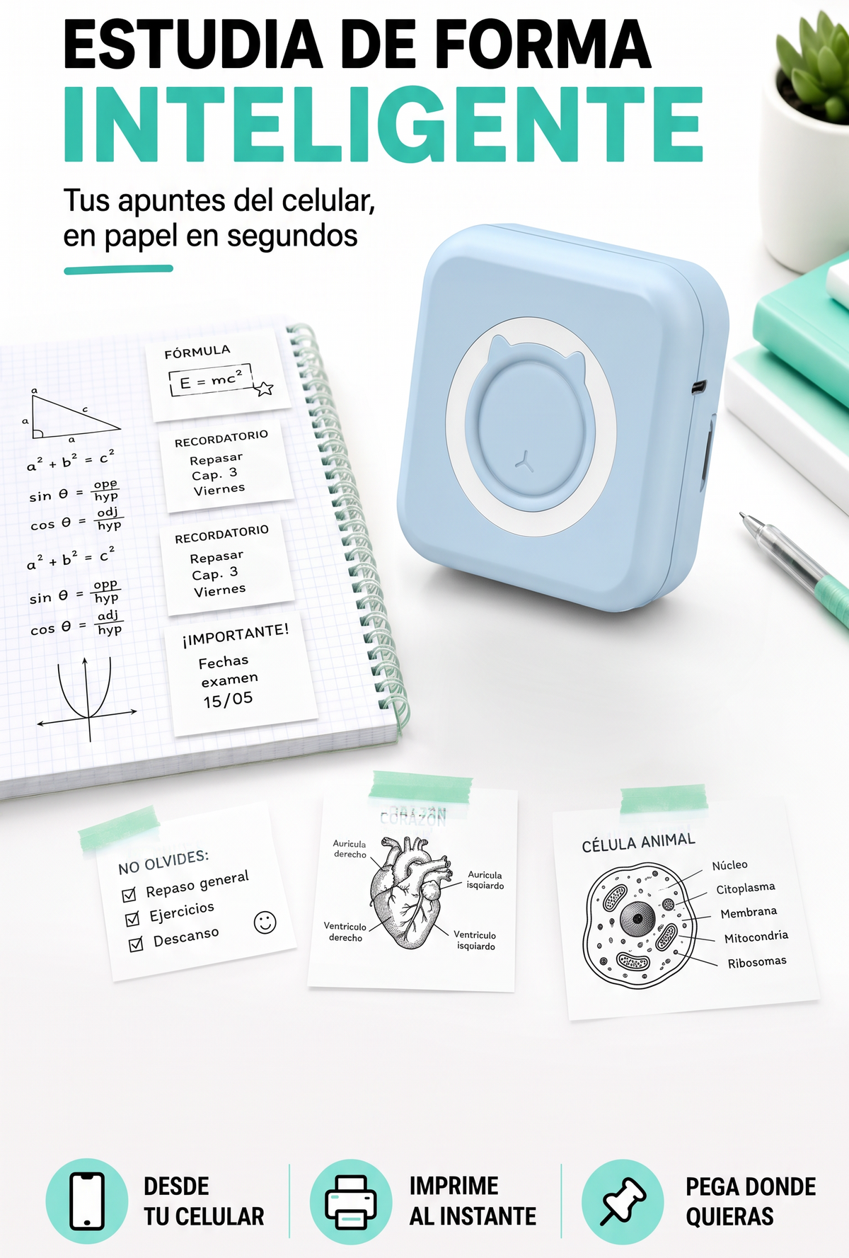 Mini impresora sin tinta: apuntes al instante